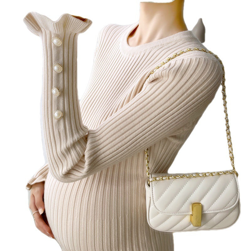 Embrace Comfort and Style with Our Knitted Maternity Sweater Dress